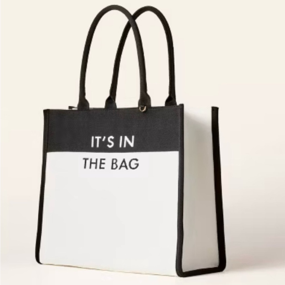 Kate Spade Target Structured Black & White Knit MAXI Tote “It’s In The Bag” NEW